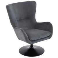 Otočné křeslo SHIBA, tmavě šedý manšestr - šedá/černá, Moderní, kov/textil (76/99/87cm) - Mömax