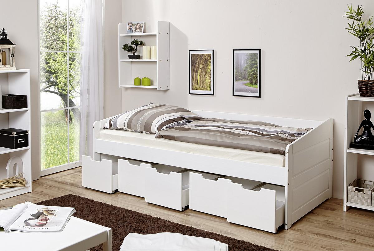 POSTEĽ S ÚLOŽNÝM PRIESTOROM MICKI, 90 x 200, biela - biela, Natur, drevo (90/200cm) - MID.YOU