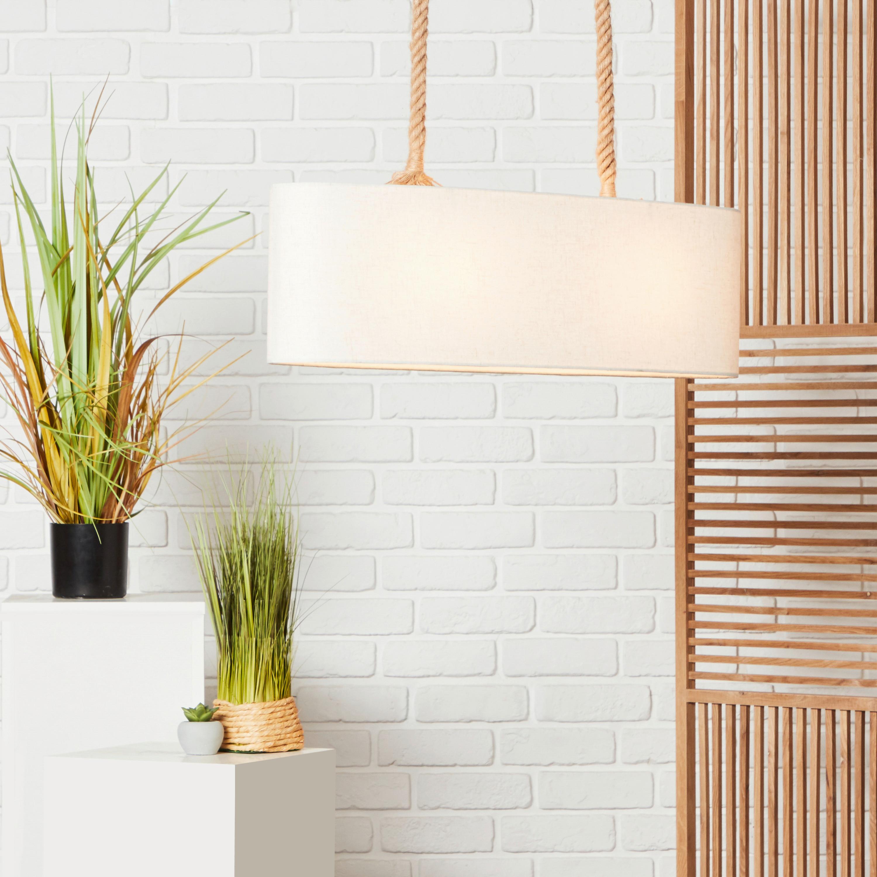 Hängeleuchte Sailor H: 120 Cm 2-Flammig, Seil-Aufhängung - Naturfarben/Weiß, KONVENTIONELL, Textil/Metall (70,5/20/120cm) - Brilliant