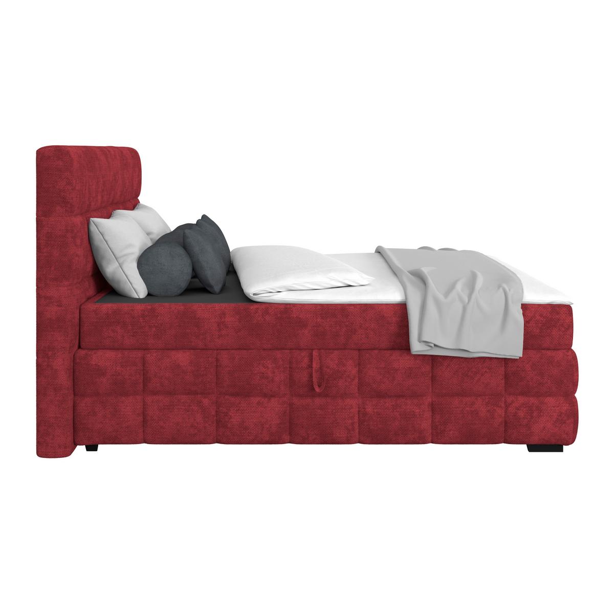 Čalouněná postel VEGA 180x200 cm, vínově červená - černá/vínově červená, Trend, dřevo/textil (180/200cm)