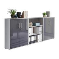 Office Edition B: 253,2 cm Grau/Anthrazit - Anthrazit Hochglanz/Grau, MODERN, Holzwerkstoff (253,2/113,6/33cm) - MID.YOU