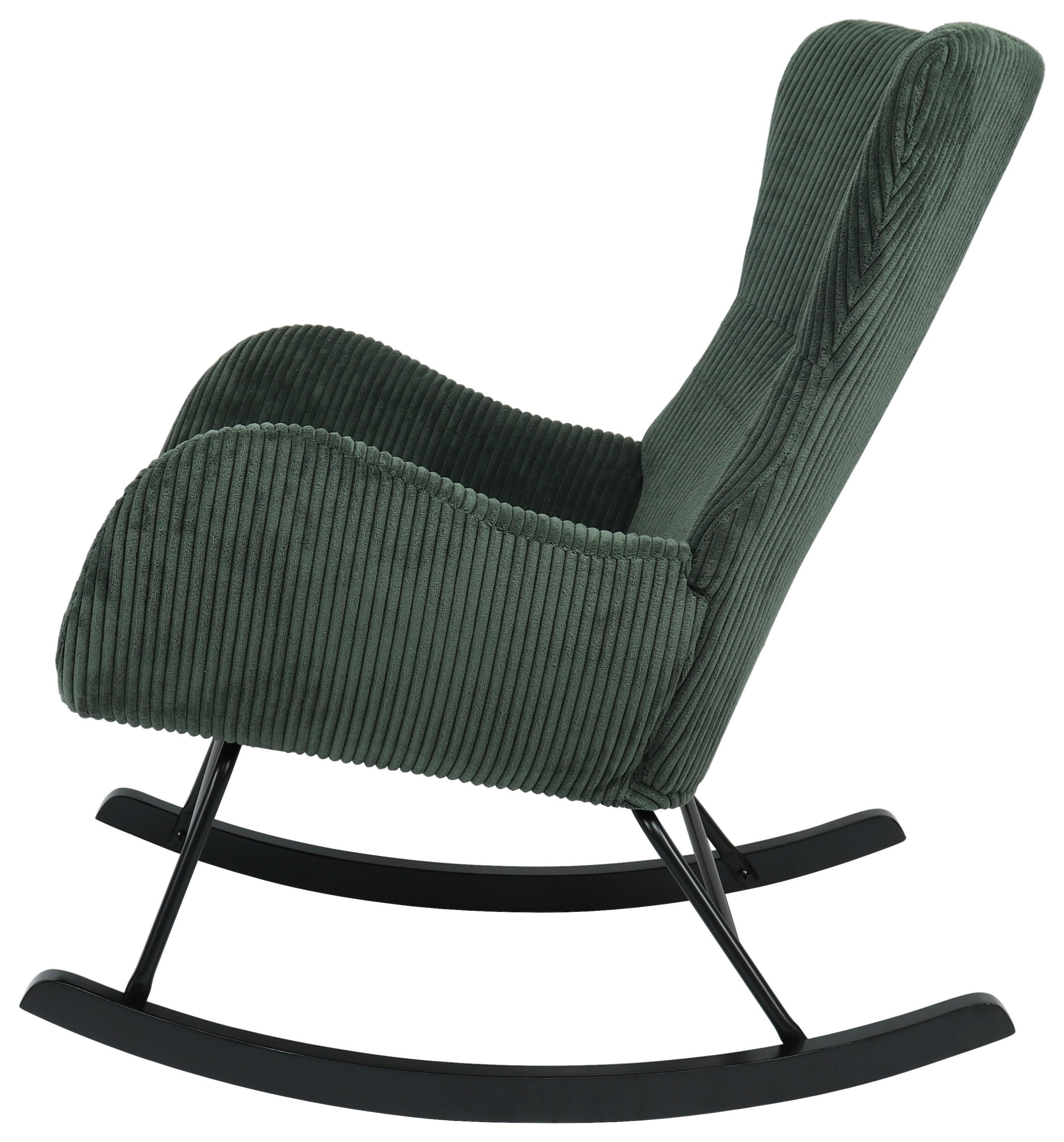 Schaukelstuhl mit Armlehnen Granny Stoffbezug Grün - Schwarz/Grün, MODERN, Holz/Textil (67/92/85cm)