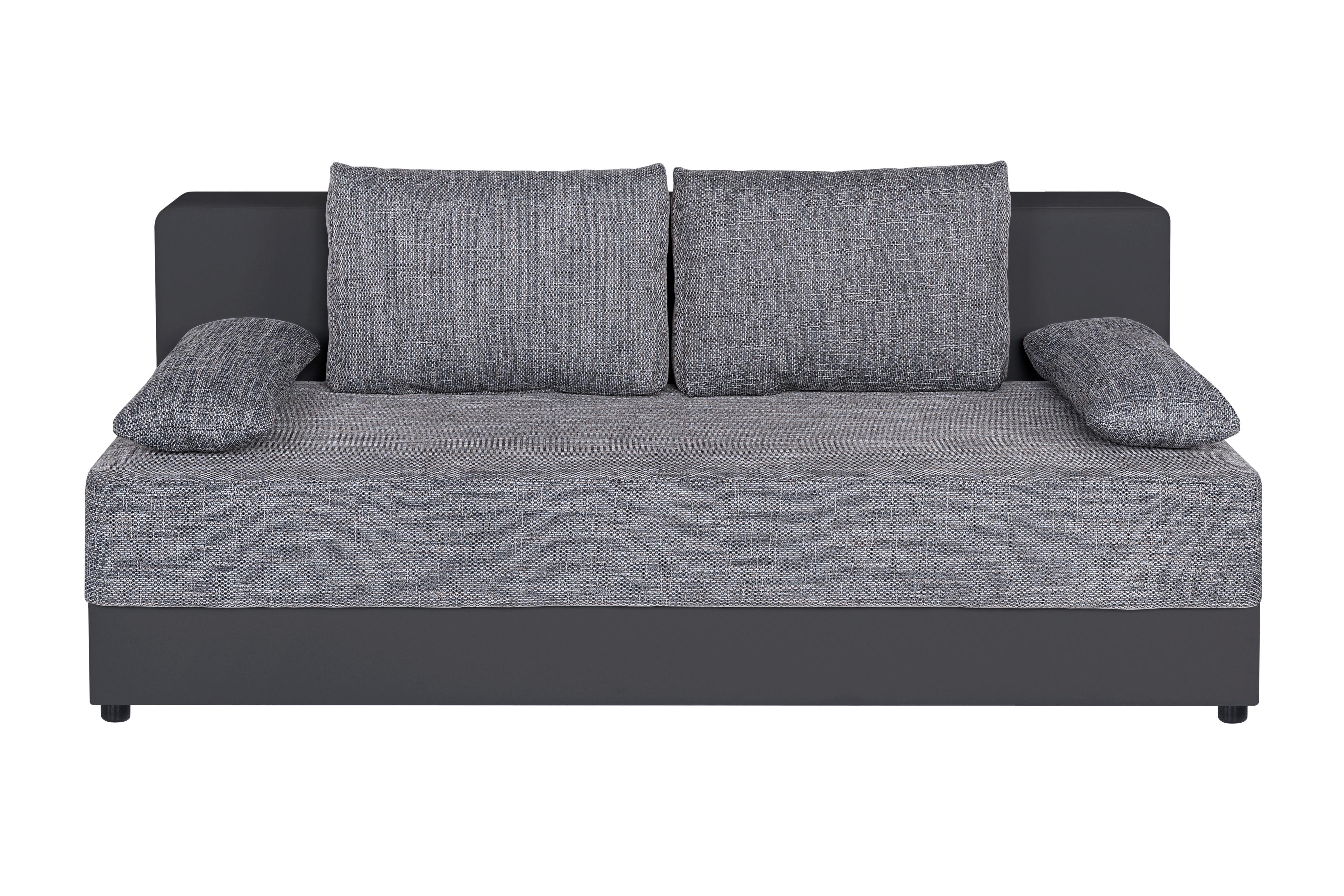 Rozkladacia pohovka LUCY, sivá umelá koža / sivá tk. - čierna/sivá, Design, kompozitné drevo/textil (200/90/103cm) - P & B