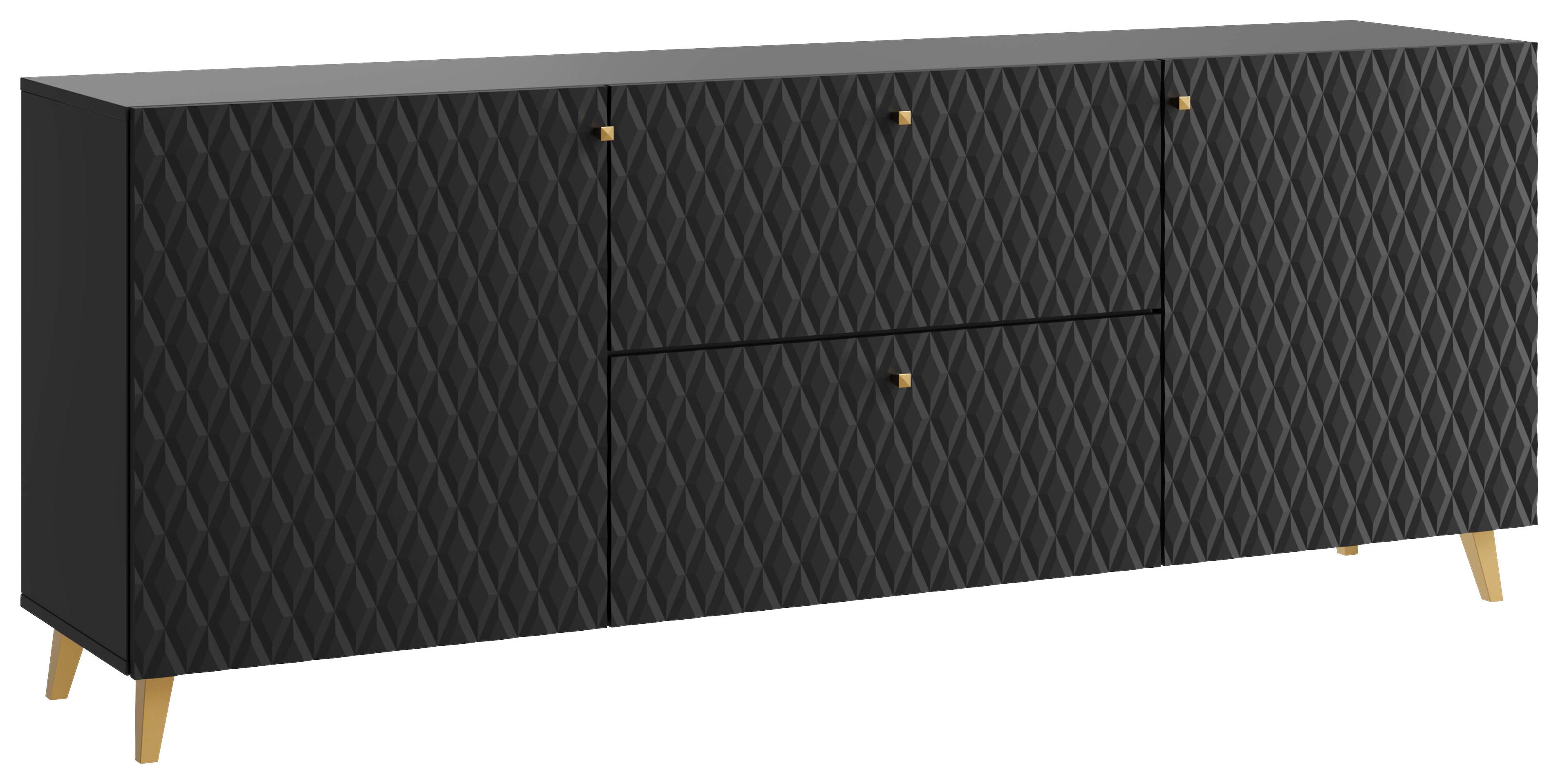 NÍZKÁ KOMODA PHUKET 181 - černá/barvy zlata, Trend, kompozitní dřevo/plast (180/69,4/39cm) - Livetastic