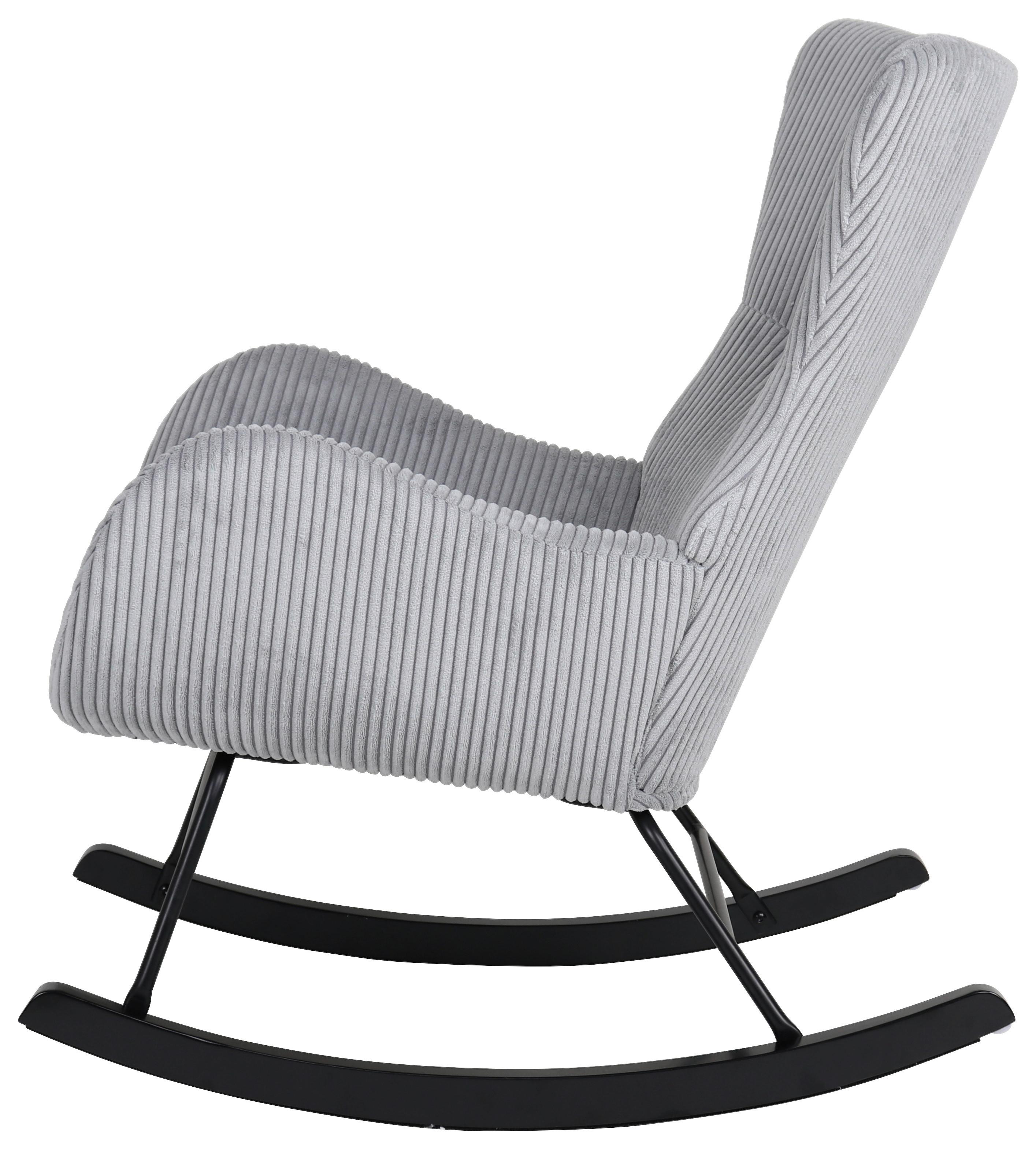 Schaukelsessel Granny Cord Grau, B: 66 Cm - Schwarz/Grau, MODERN, Holz/Textil (66/90/85cm)