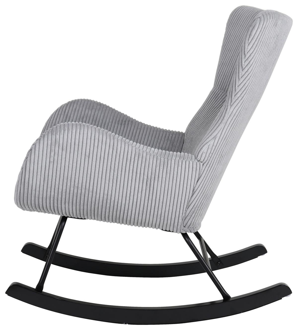 Schaukelstuhl Mit Armlehnen Granny Stoffbezug Grau - Schwarz/Grau, MODERN, Holz/Textil (66/90/85cm)