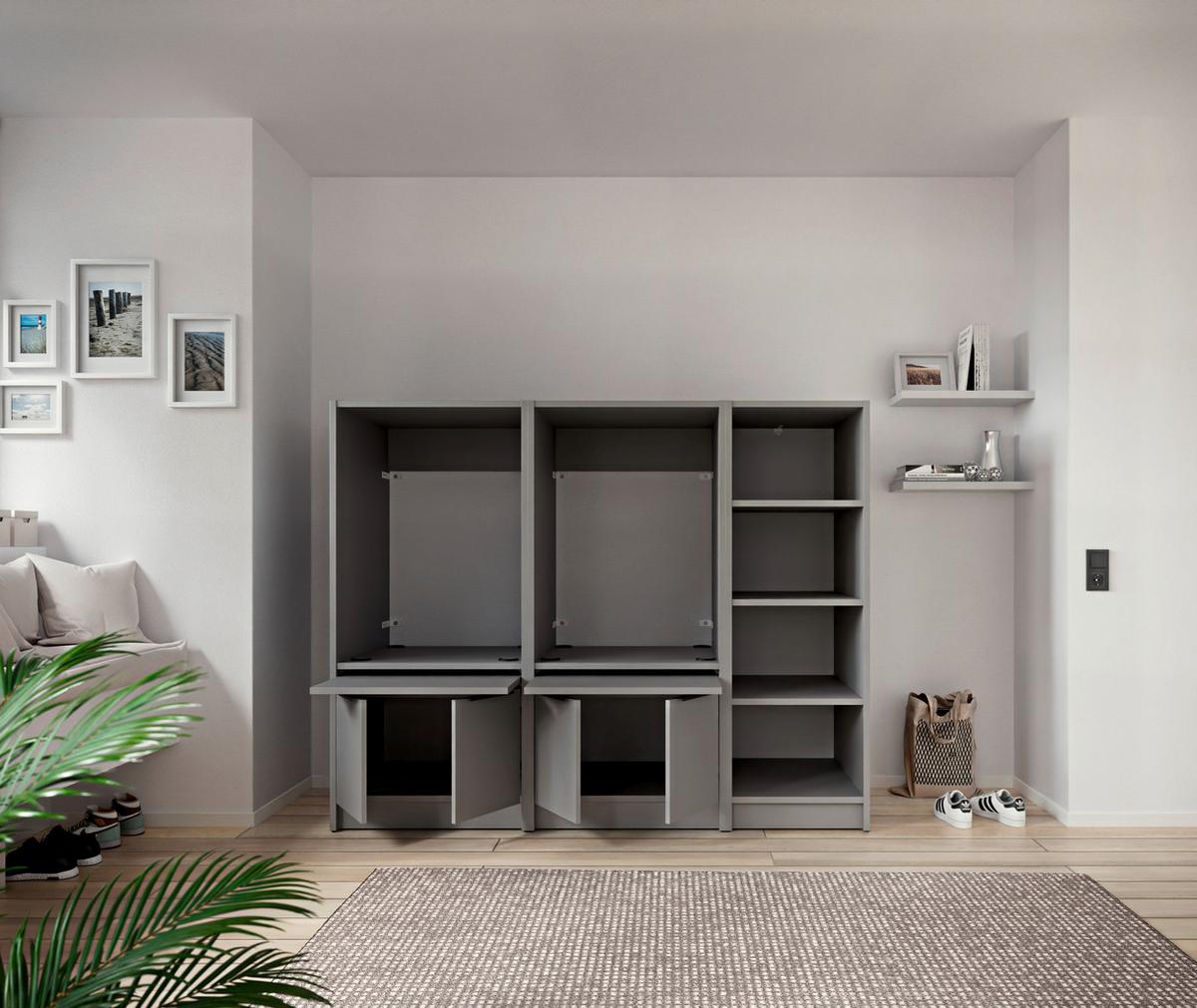 VÍCEÚČELOVÁ SKŘÍŇ TIDY HERO - šedá/barvy dubu, Basics, kompozitní dřevo/plast (50/150/68cm) - P & B