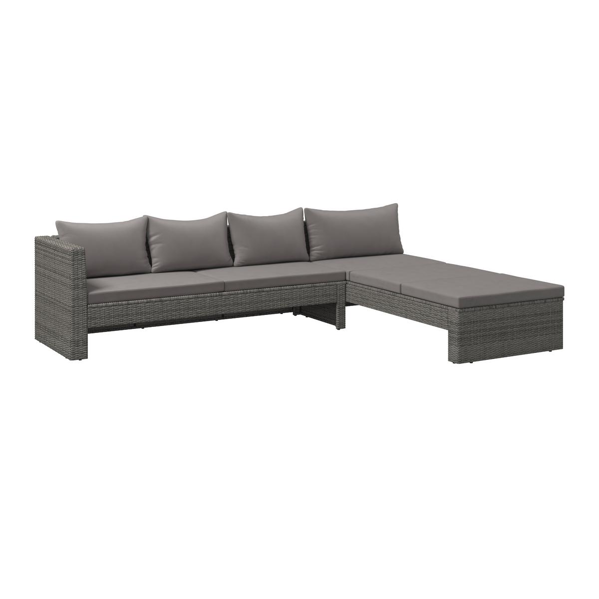 Loungegarnitur Tripolis - Schwarz/Grau, MODERN, Glas/Kunststoff (192/192cm) - Beldano