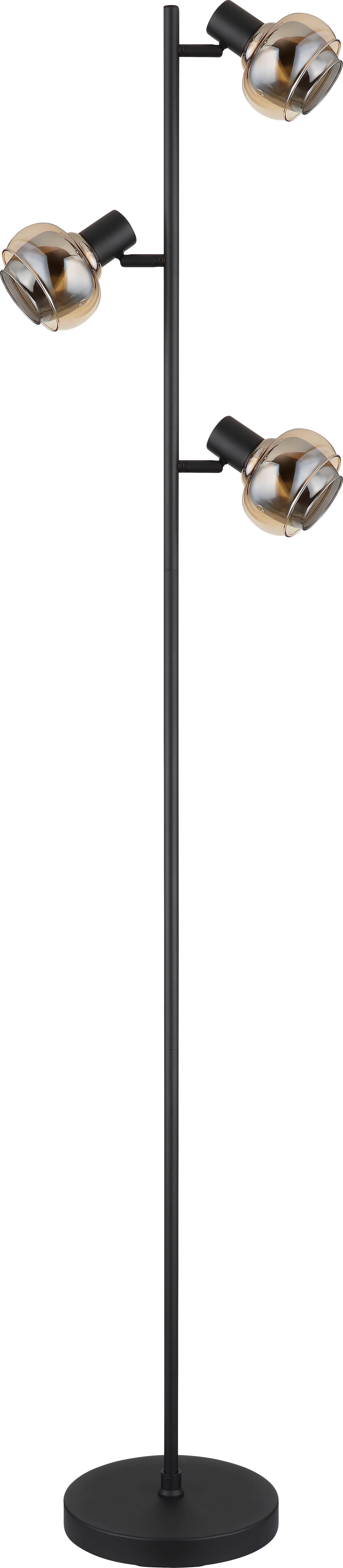 Stehleuchte Julius - Bernsteinfarben/Schwarz, MODERN, Glas/Metall (25/23/154cm) - James Wood