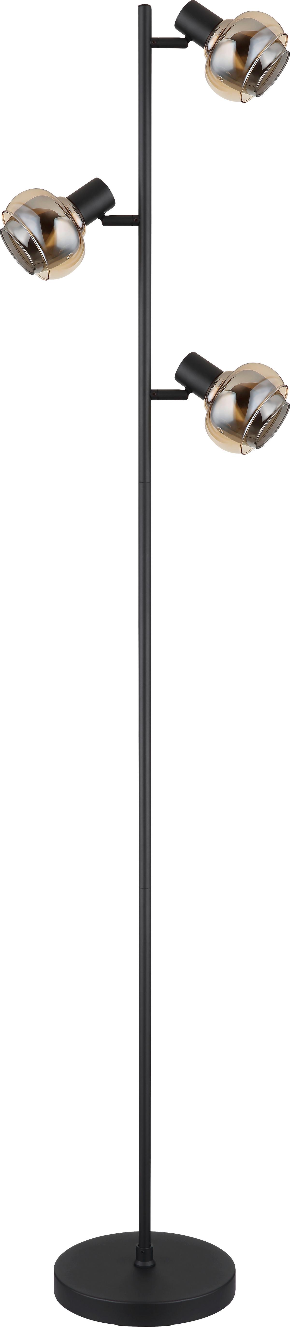 Stehleuchte Julius - Bernsteinfarben/Schwarz, MODERN, Glas/Metall (25/23/154cm) - James Wood