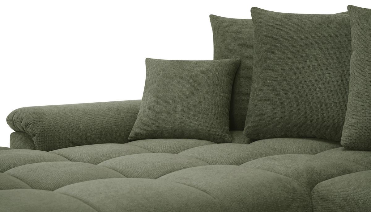 Rohová sedačka ERICE, levá, zelená - zelená/barvy chromu, Design, textil/plast (198/312cm)