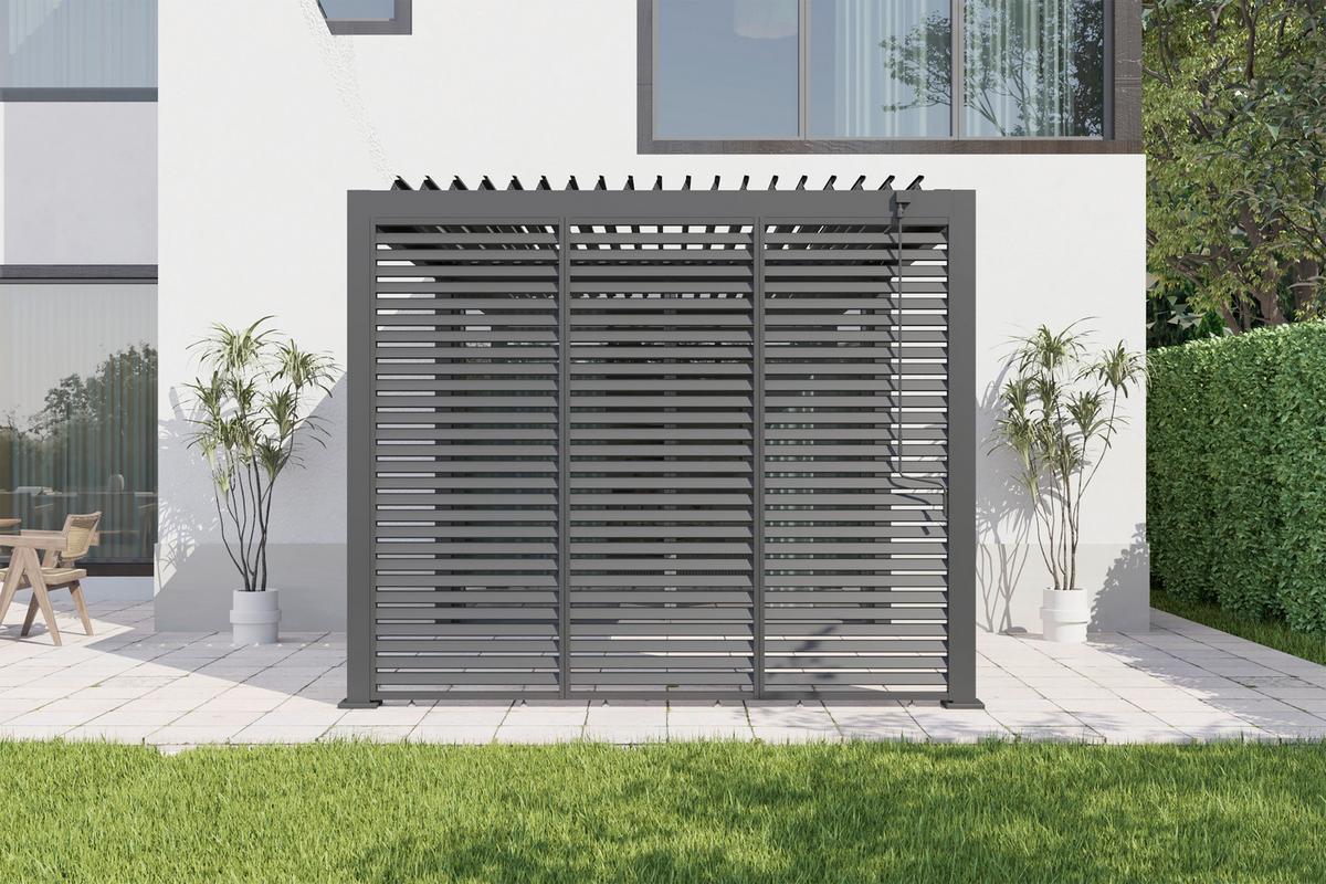 Lamellenwand fix 93cm Core + für Pergola 3x4m und 3x6m - Anthrazit, Basics, Metall (92,5/234/4cm) - Gardenson