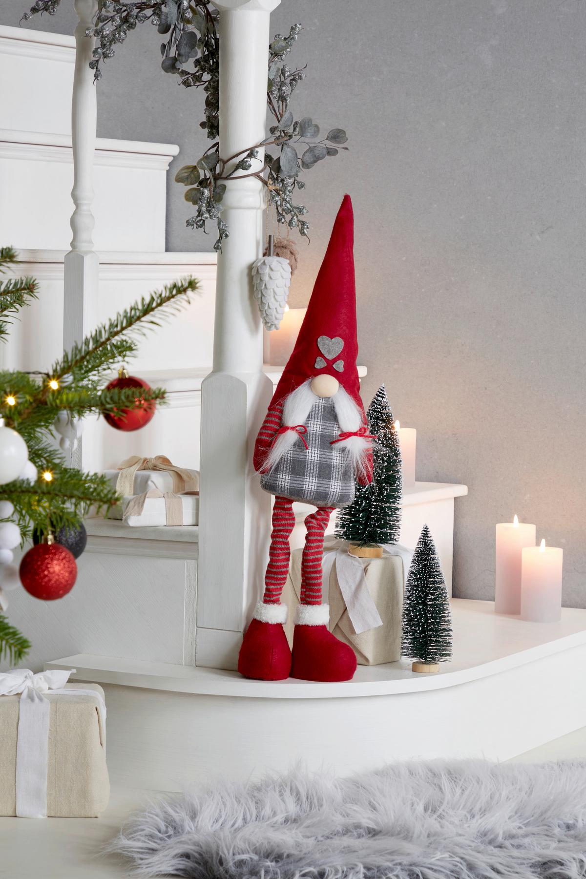 Wichtelfigur Textil/ Kunststoff H: 56-68 Cm - Rot/Weiß, Basics, Kunststoff/Textil (18/56-70/11,5cm) - Luca Bessoni