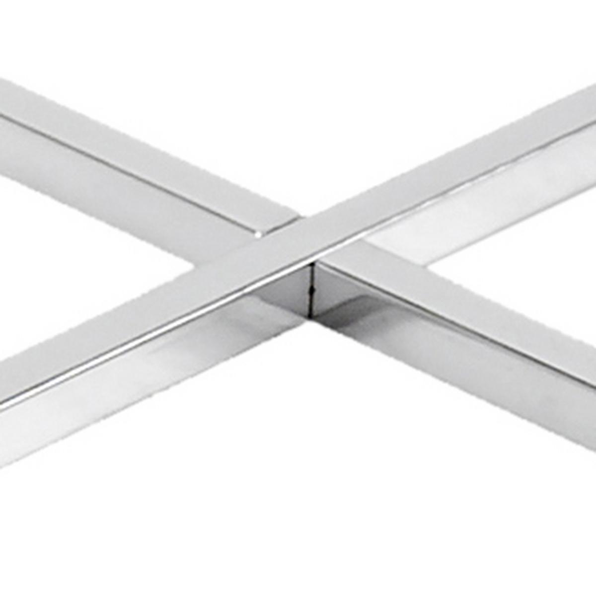 Sklenený odkladací stolík CROSS - chrómová, Modern, kov/sklo (50/45/50cm)