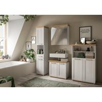 Badezimmer Verona Lärchefarben/Eiche D. B: 182cm - Silberfarben/Lärchefarben, Trend, Glas/Holzwerkstoff (182cm) - MID.YOU