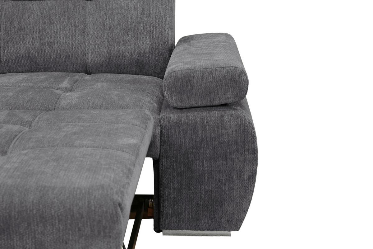 Rohová sedačka VEGAS, ľavá, tmavosivá ženilka - strieborná/tmavosivá, Design, drevo/textil (173/294cm)