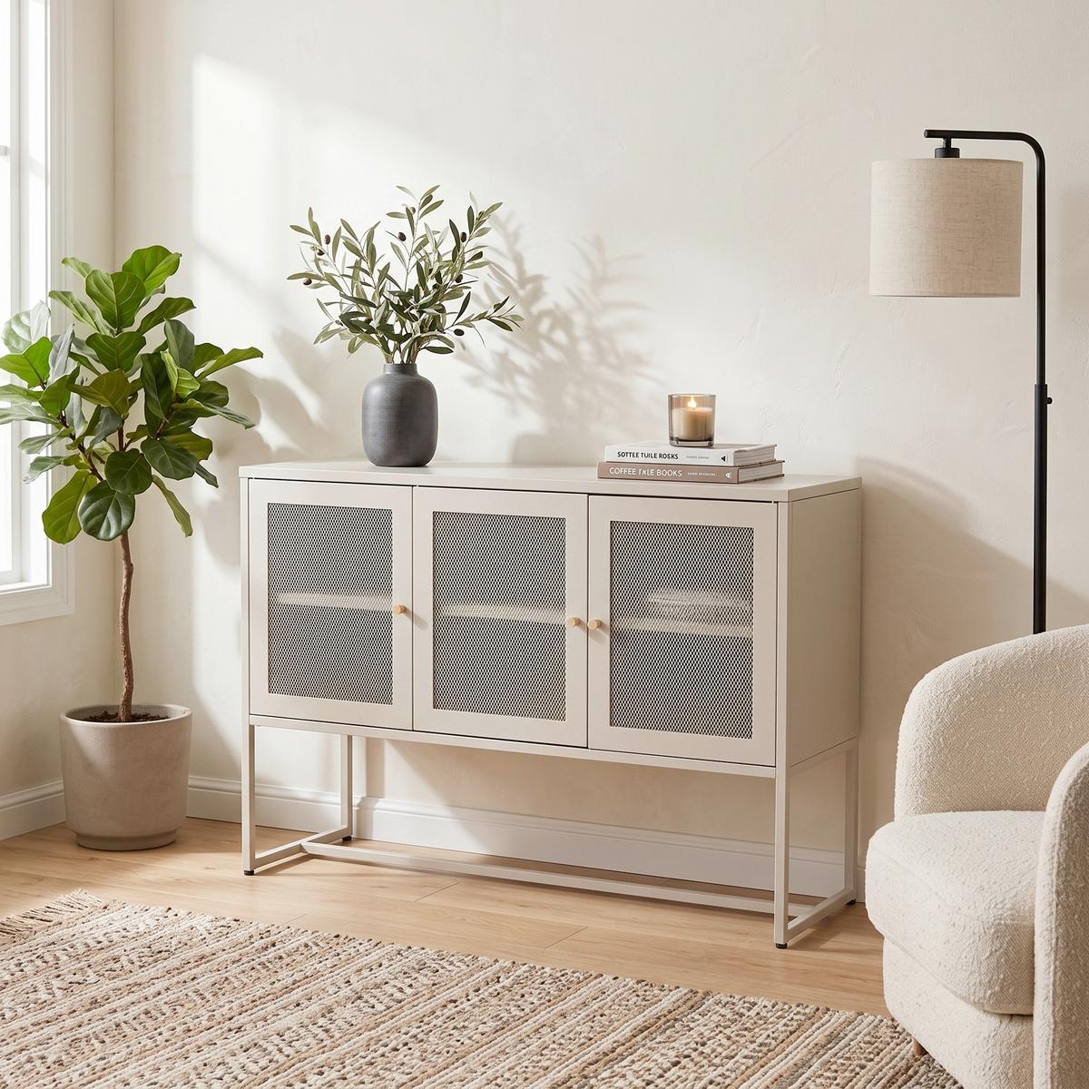 SIDEBOARD MALLA - Beige, Design, Metall (120/80/40cm) - Livetastic
