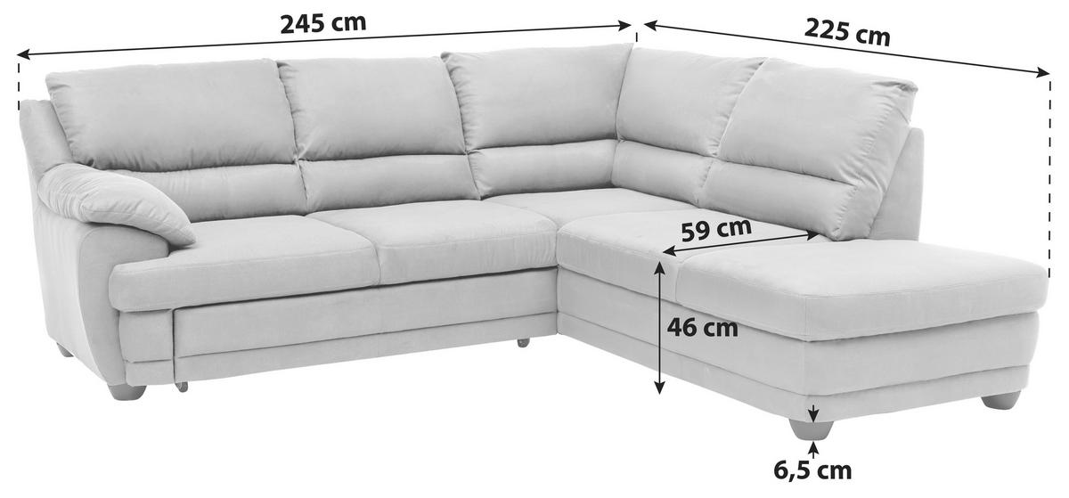 Ecksofa Mit Schlaffunkton Nebolo Anthrazit - Anthrazit/Schwarz, Design, Textil (245/225cm) - Livetastic