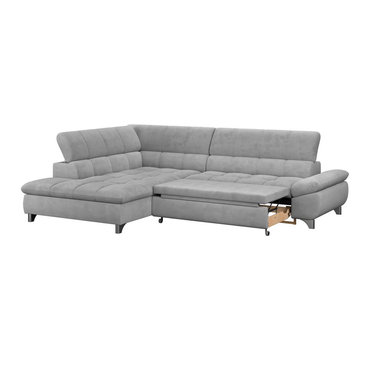 Ecksofa Gemini Hellgrau, B: 234cm - Chromfarben/Hellgrau, KONVENTIONELL, Textil (234/312cm)