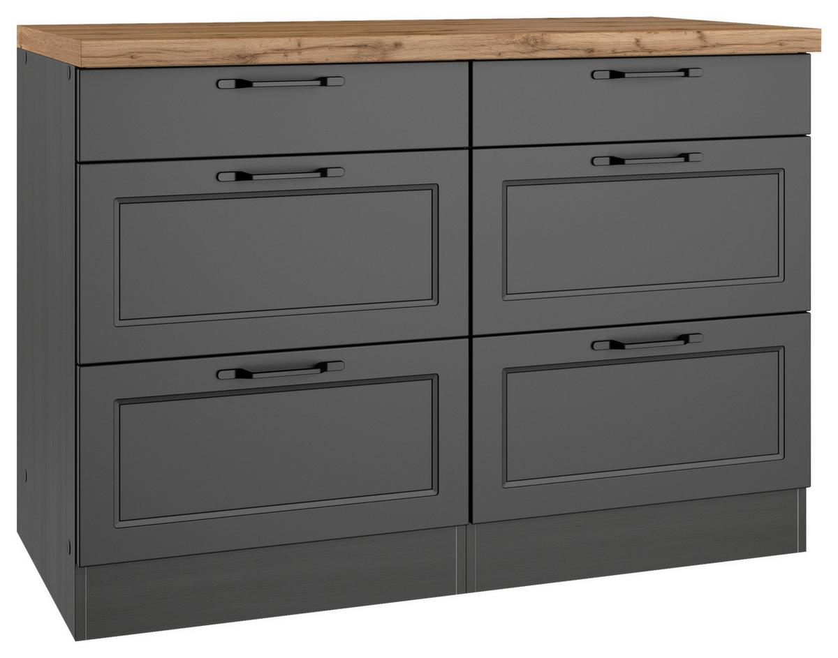 Küchenunterschrank Meran B: 120 Cm Grau/eiche Dekor - Eiche Wotan/Grau, LIFESTYLE, Holzwerkstoff (120/86/60cm) - Held