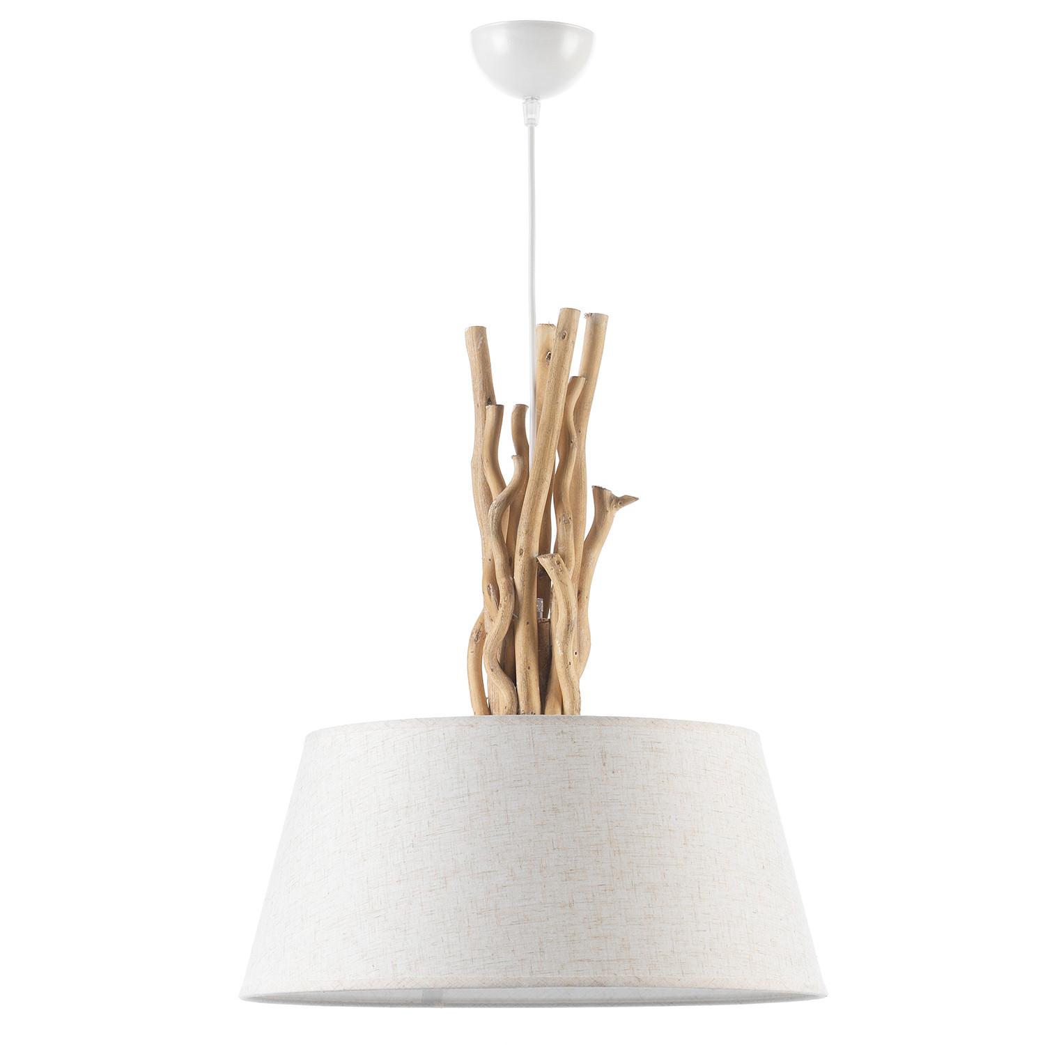 Hängeleuchte 5029/S - Hellbraun/Weiß, Natur, Holz/Textil (45/110cm)