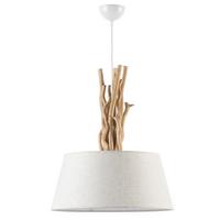 Hängeleuchte 5029/S - Hellbraun/Weiß, Natur, Holz/Textil (45/110cm)