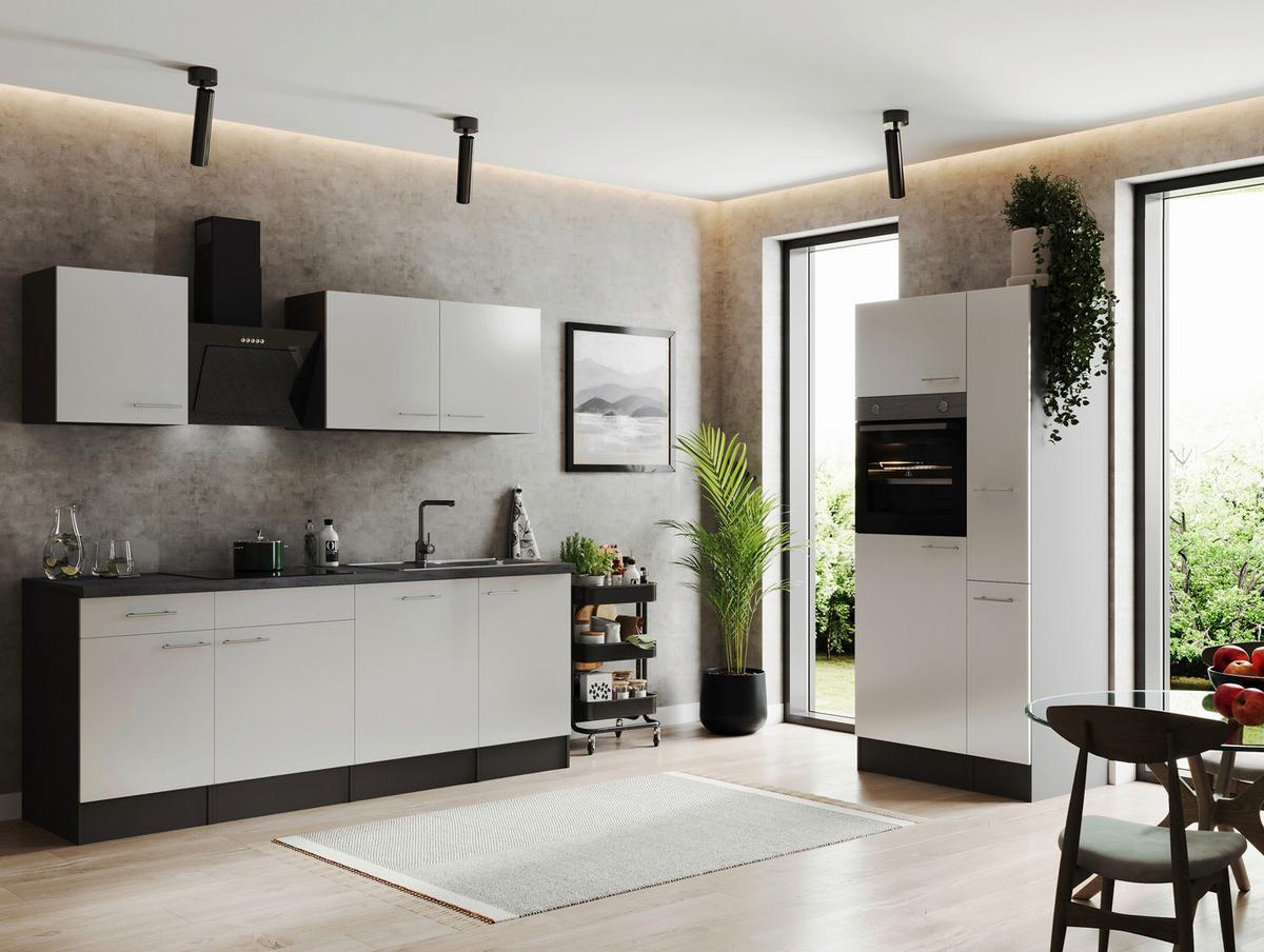 Küchenblock Oliver Grau, Weiß B: 310 cm - Weiß/Grau, Design, Holzwerkstoff (310cm) - Respekta