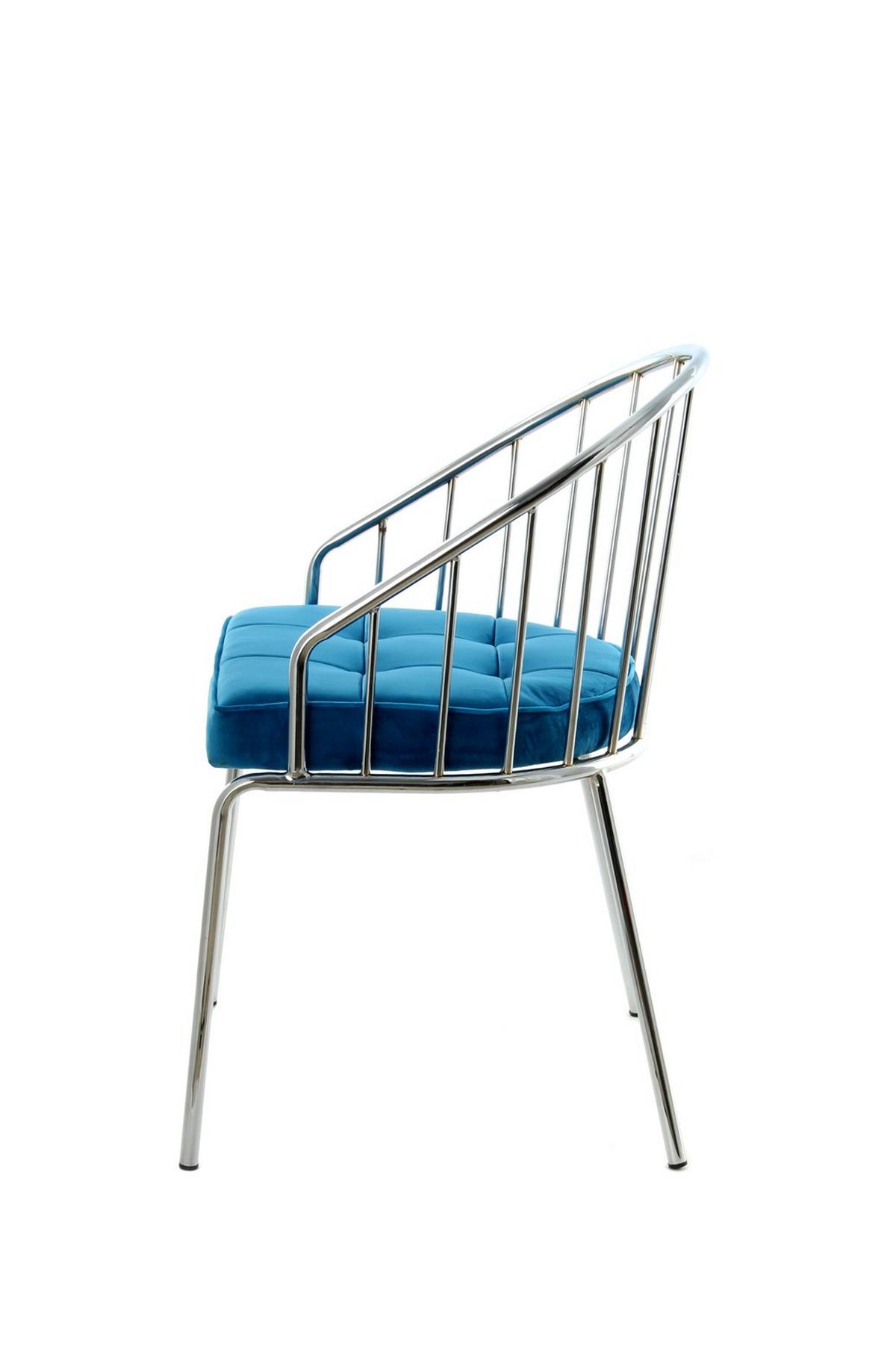STOLIČKA PALMA 100 - modrá/chrómová, Design, kov/textil (51/83/51cm) - Kayoom