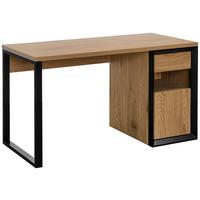 Schreibtisch Pluto Schwarz/Eichefarben L: 140 cm - Eichefarben/Schwarz, MODERN, Holzwerkstoff/Metall (140/59/76cm) - Livetastic