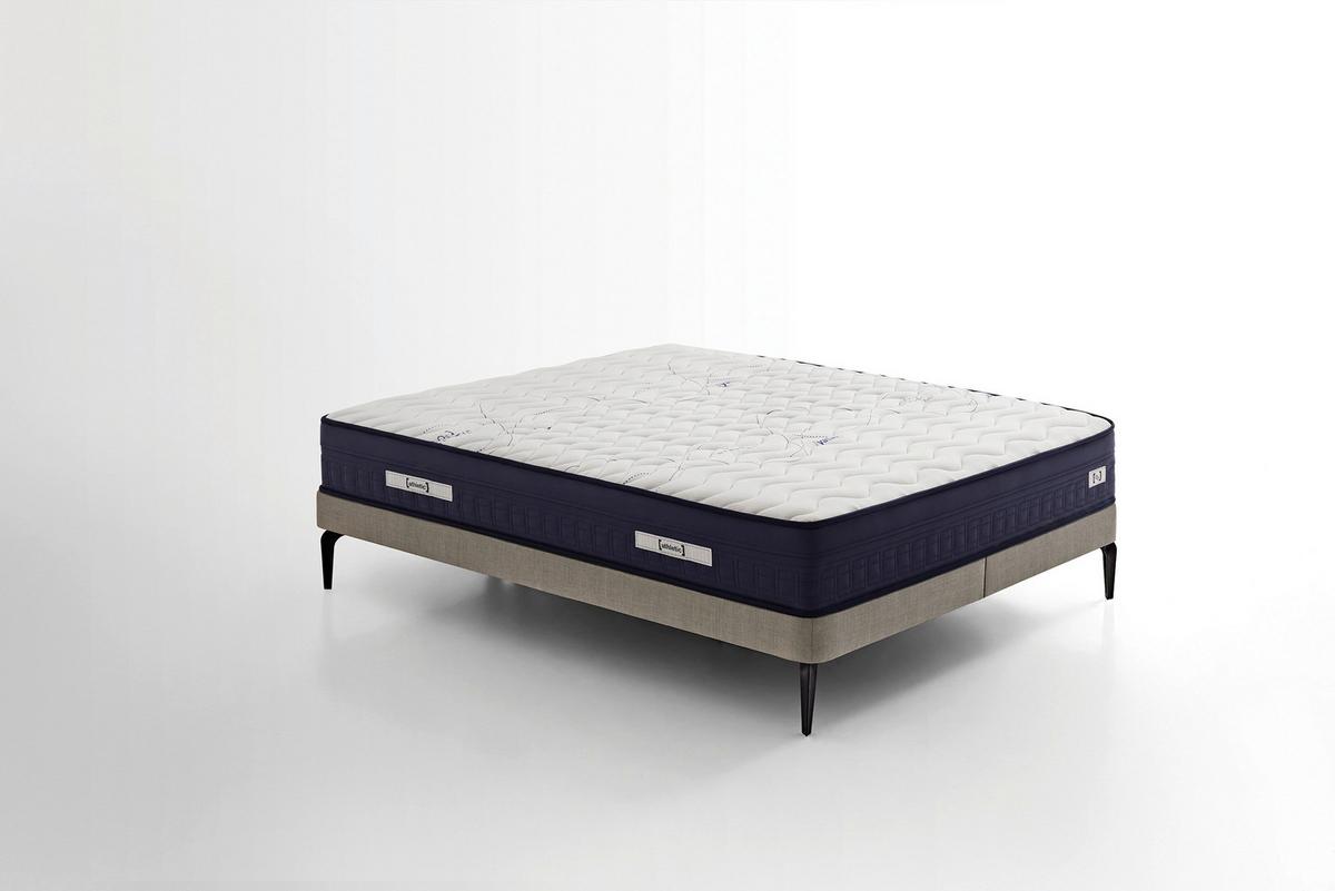 Taschenfederkernmatratze Athletic 90x200 cm H3 H: 28 cm - Weiß/Dunkelblau, Basics, Textil (90/200cm) - Yatas