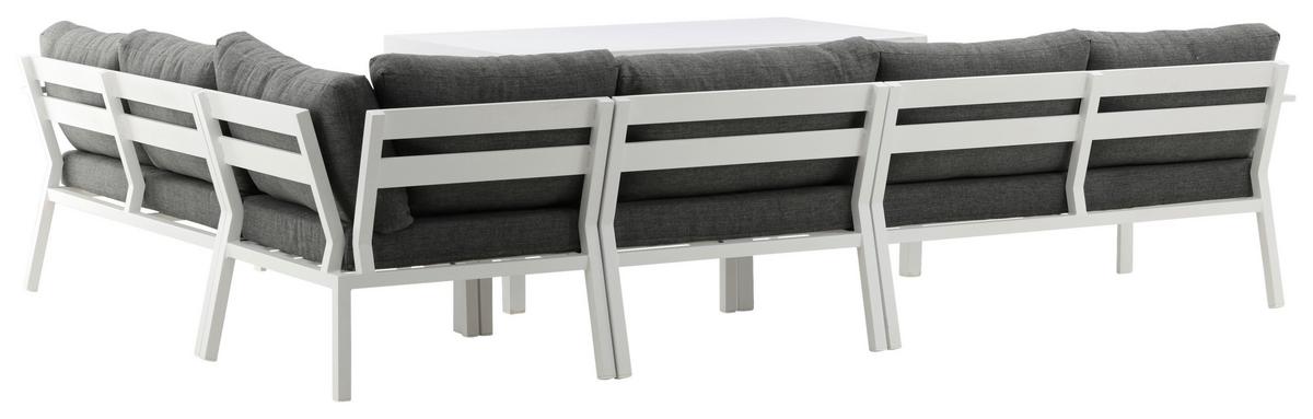 Loungegarnitur 5-tlg Ramos Aus Metall/textil Mit Kissen - Weiß/Grau, KONVENTIONELL, Textil/Metall - Gardenson