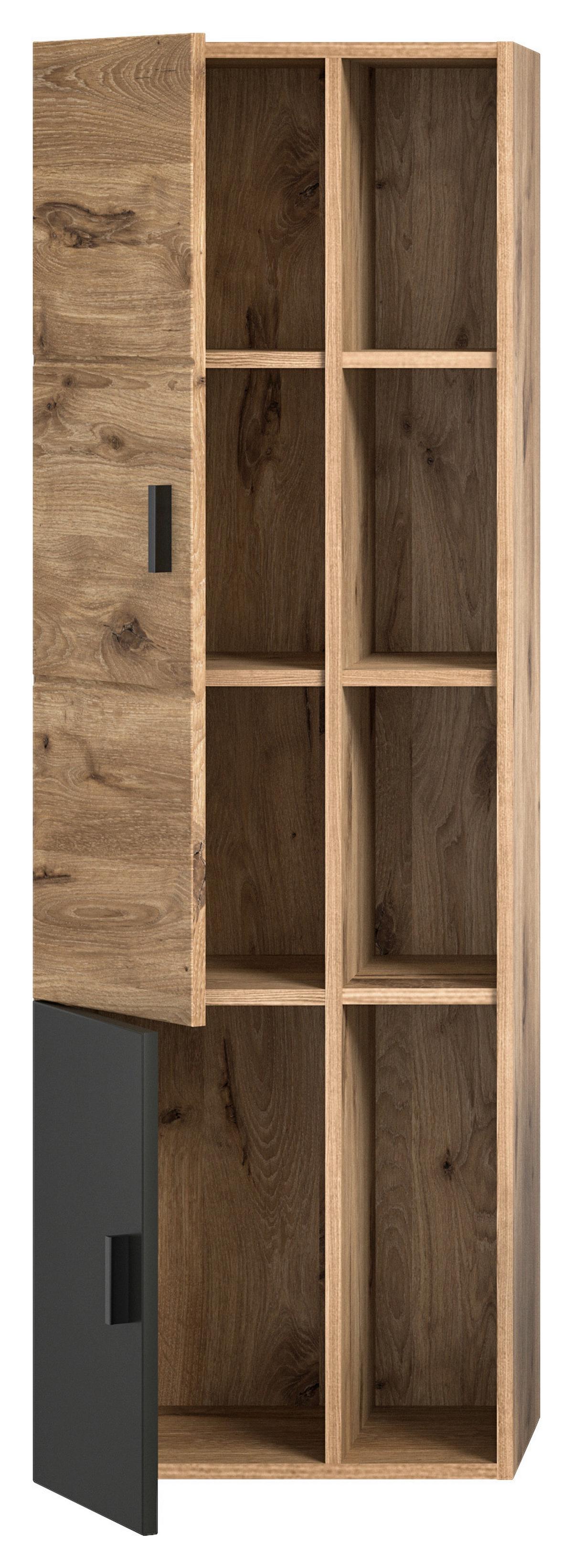 Badezimmer Grado Eiche Dekor/Grau - Weiß Hochglanz/Grau, MODERN, Glas/Keramik (182cm) - MID.YOU