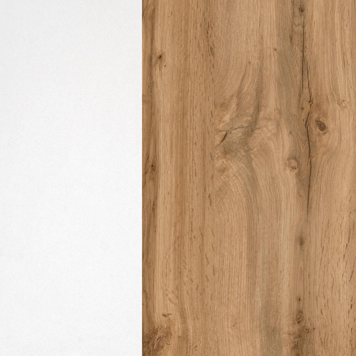 Küchenoberschrank B: 50 cm Eiche Dekor/Weiß 1 Drehtüre - Eiche Wotan/Weiß, MODERN, Holzwerkstoff (50/57/34cm) - Held