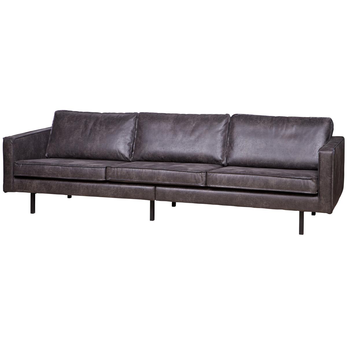 3-sitzer-sofa Rodeo Schwarz B: 277cm - Schwarz, Design, Leder/Metall (277/85/86cm) - Livetastic