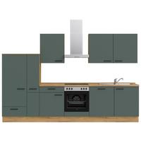 Küchenleerblock Easytouch Low-Line, L11 Links - Dunkelgrün/Eichefarben, MODERN, Holzwerkstoff (330cm) - Nobilia