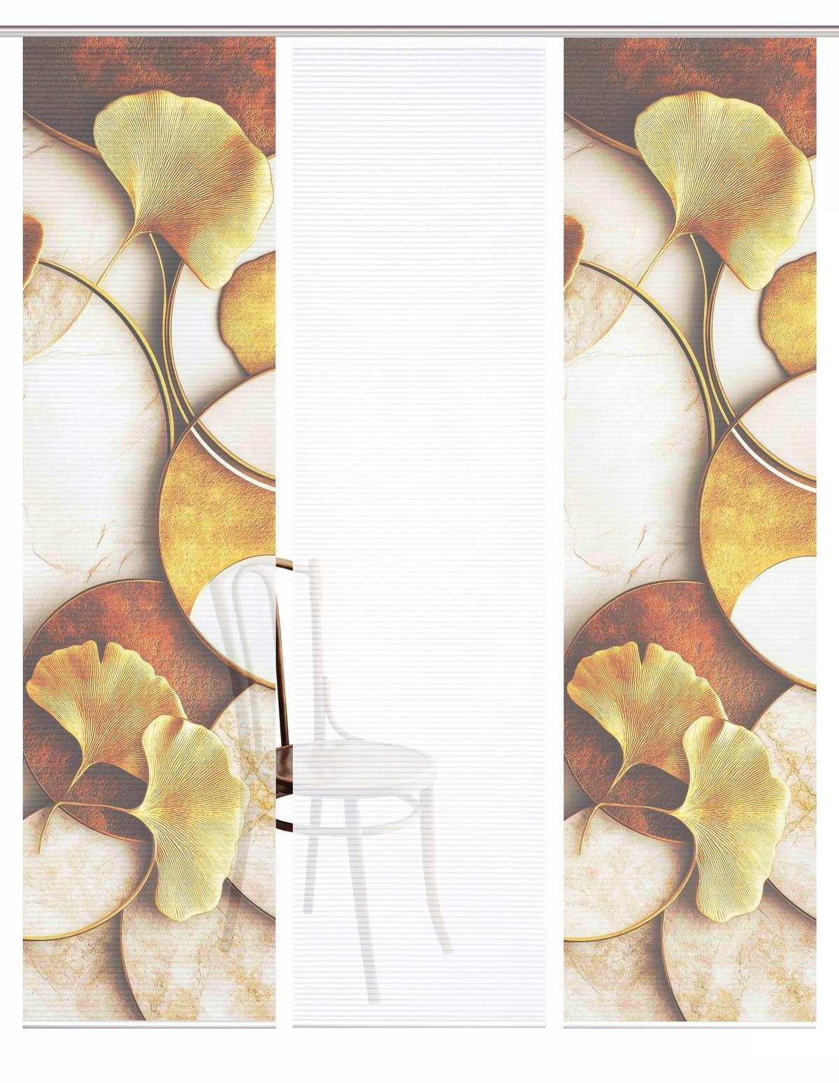 Flächenvorhang Storm 3er Set - Cognac/Goldfarben, Natur, Textil (60/245cm)