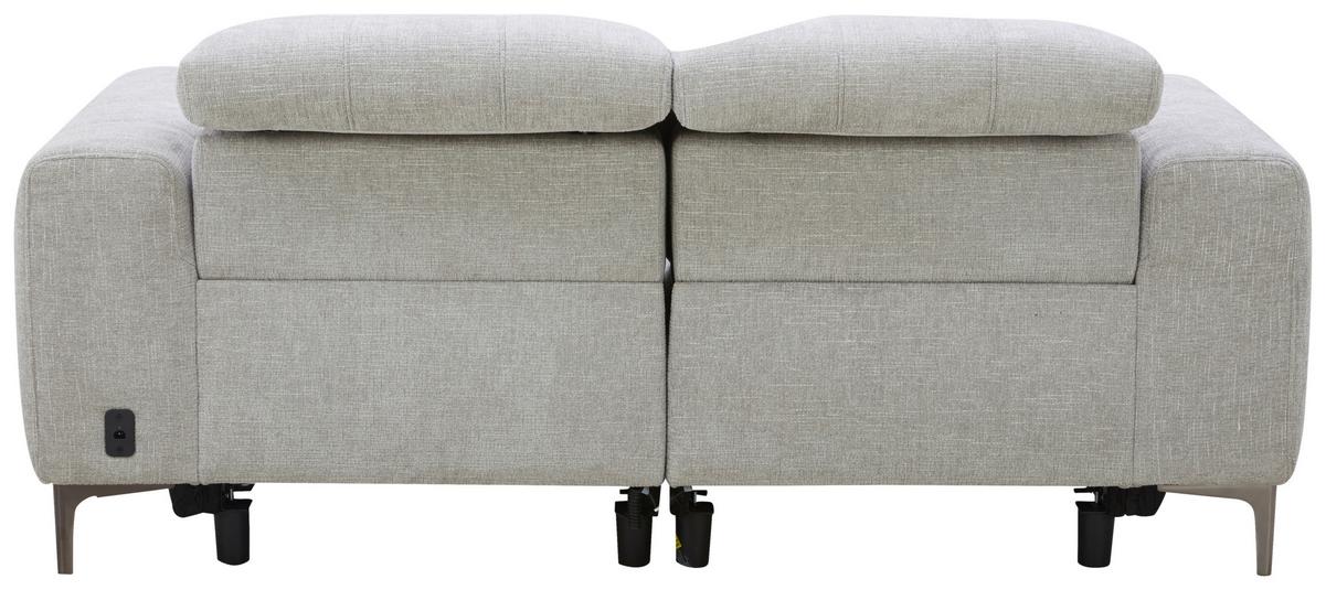 Dvojmiestna pohovka ALVARO, sivý zamat, relax.funkcia - sivá/prírodná farba, Modern, kov/drevo (182/79/109cm) - Mömax