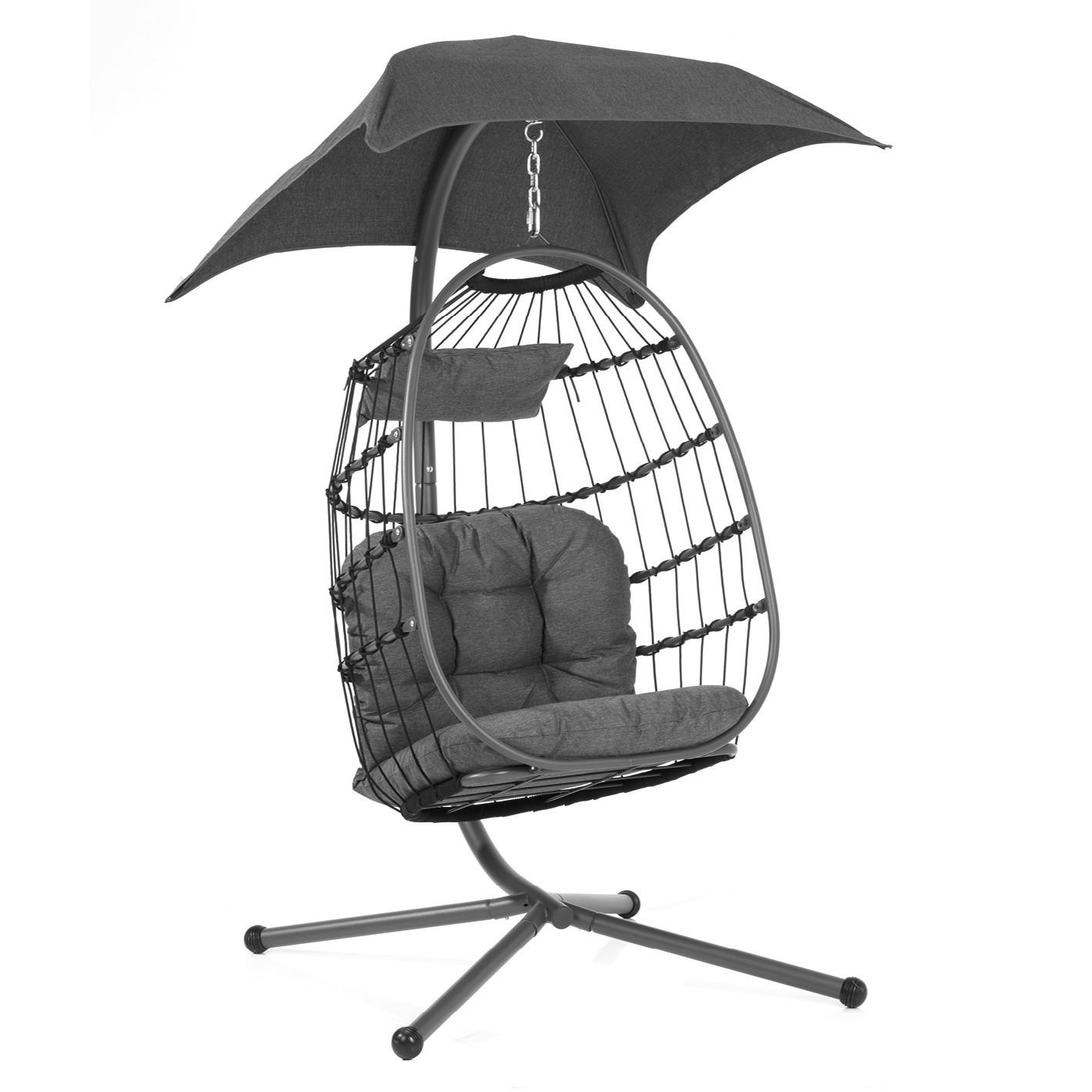 Hängesessel Mit Gestell Hoberg Mit Sitz- Und Rückenkissen - Grau, Basics, Metall - TV - Unser Original