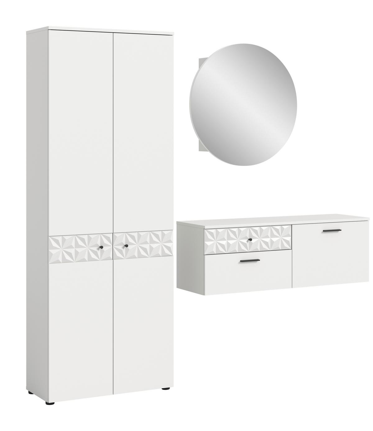 Garderobe Prisma Weiß B: 195 Cm - Weiß, Design, Glas/Holzwerkstoff (195/192/34cm) - MID.YOU