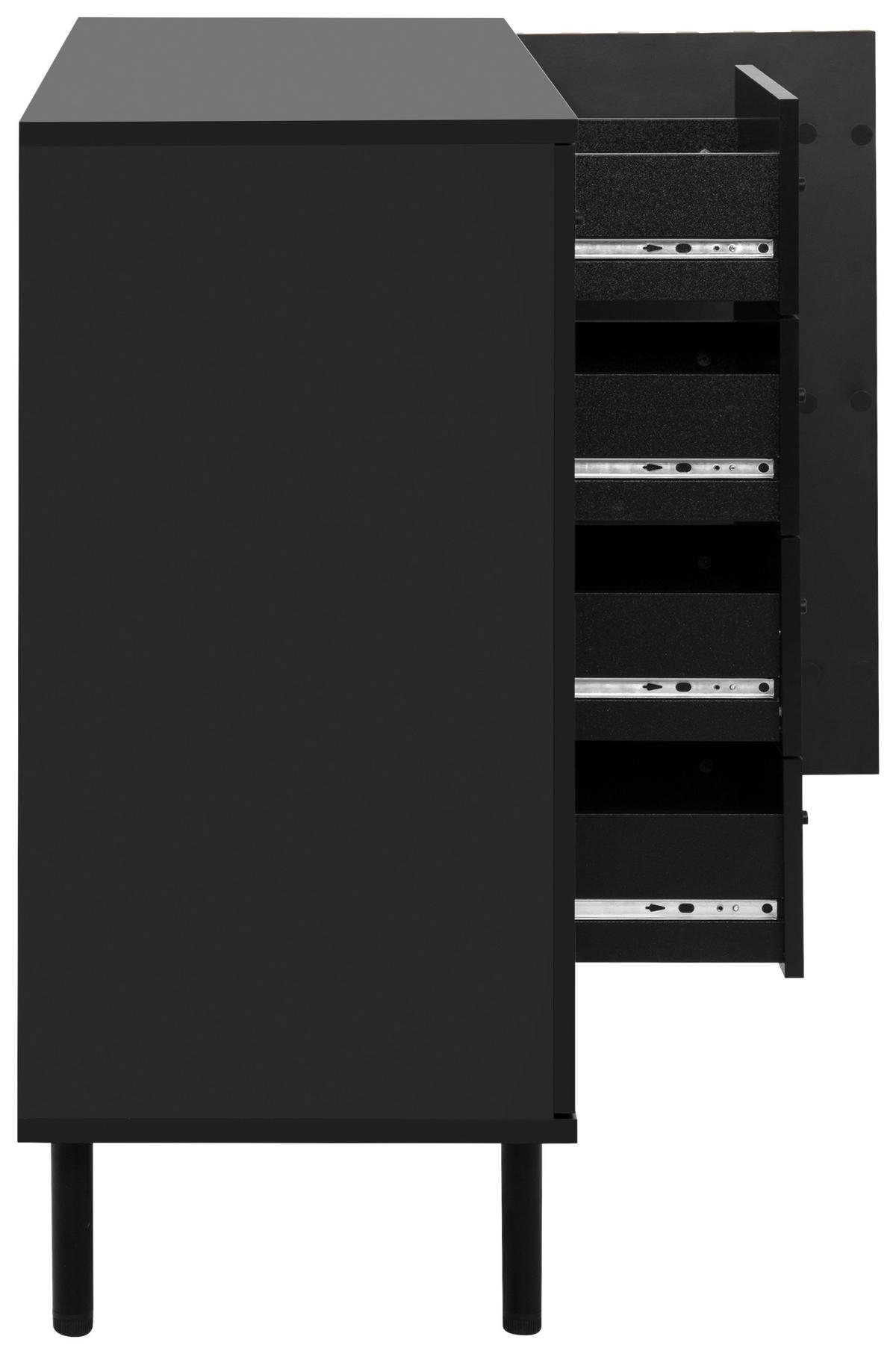 Kommode 118cm Monza 01b, Schwarz/Eiche Artisan - Schwarz/Eiche Artisan, Design, Holzwerkstoff/Metall (118/90/40cm) - Livetastic