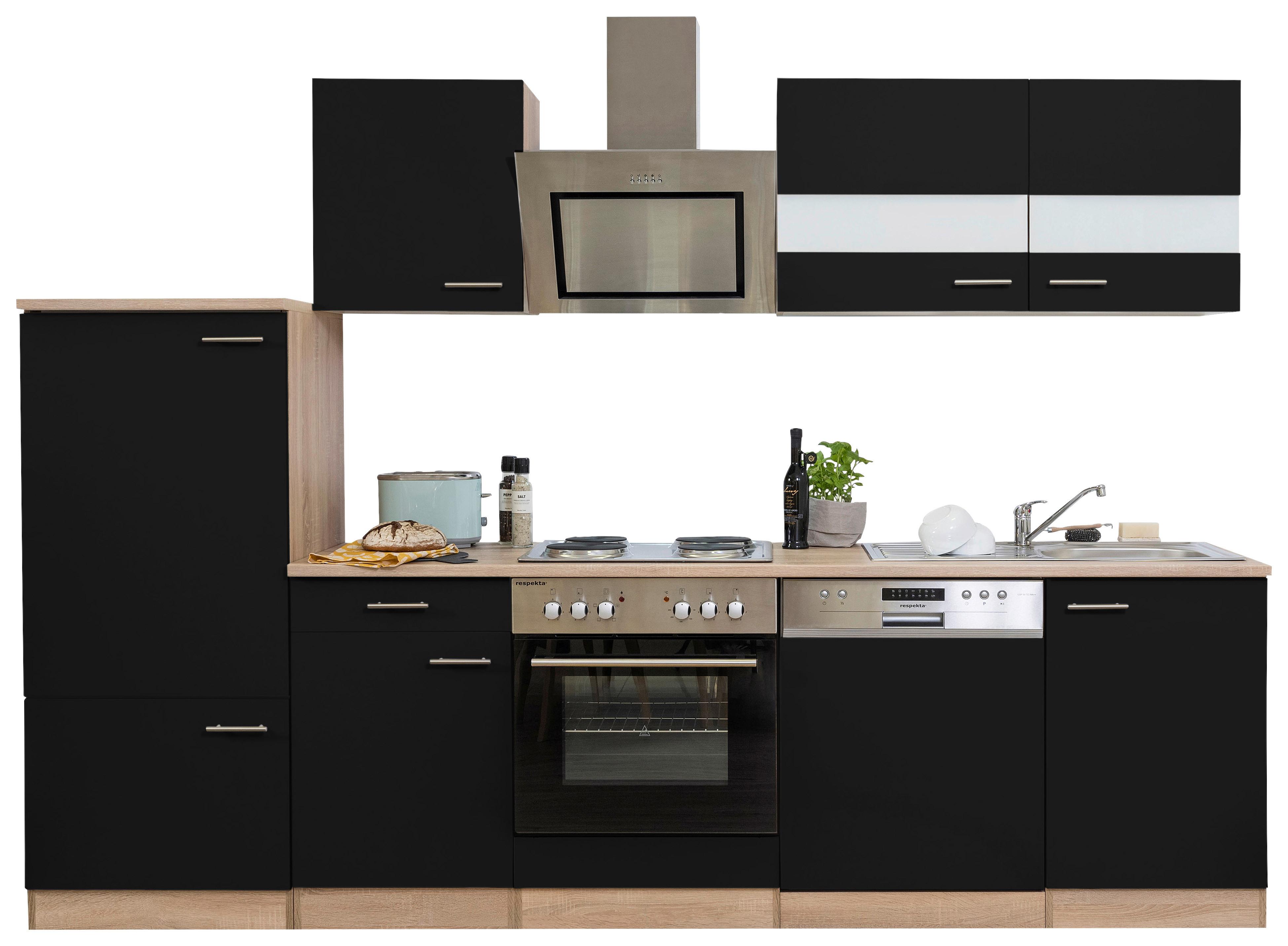 Küchenblock Merle Küchenblock 280 cm - Eichefarben/Schwarz, Basics, Holzwerkstoff (280cm) - Respekta