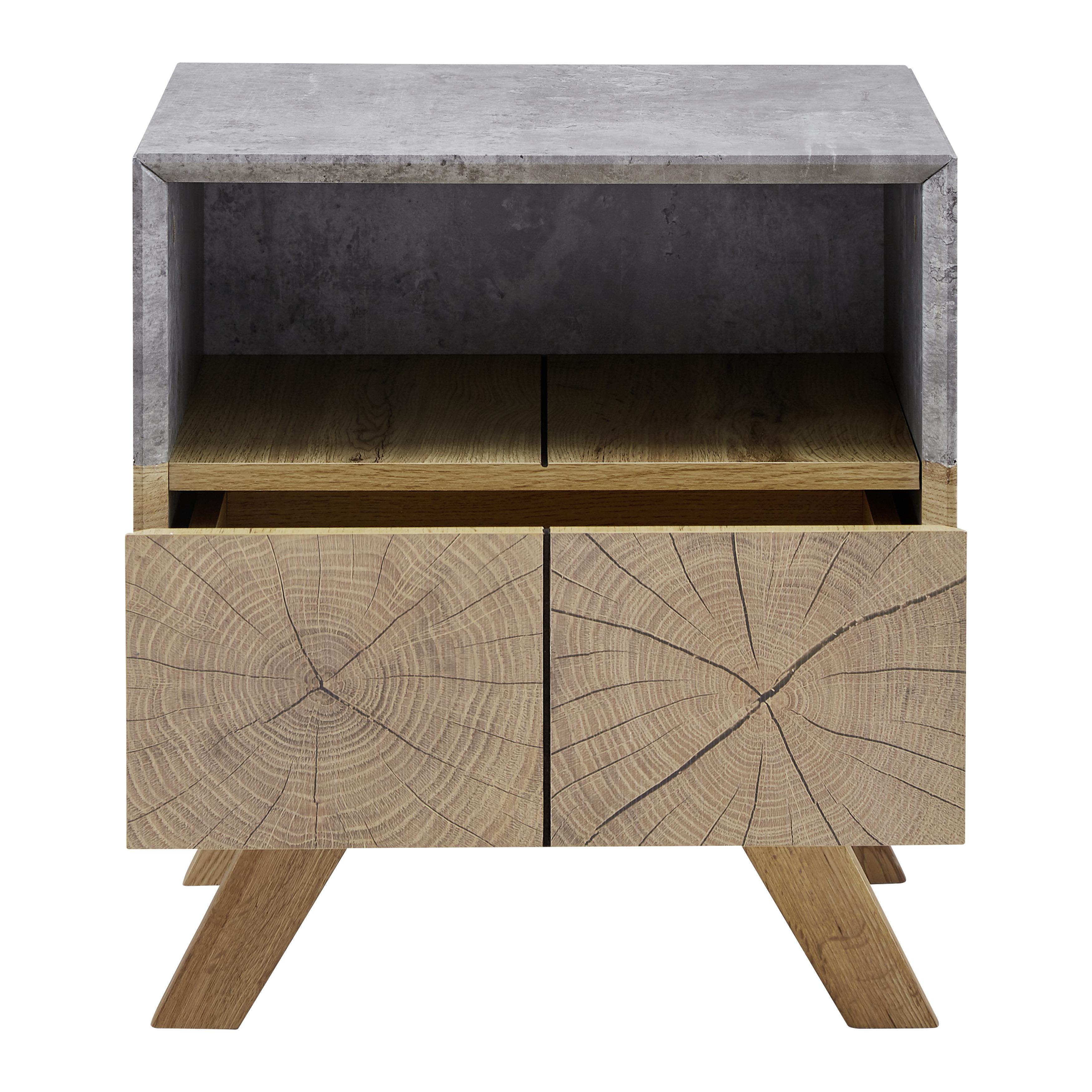 Nočný Stolík Casper - farby duba/sivá, Moderný, drevo (45/50/40cm) - Modern Living