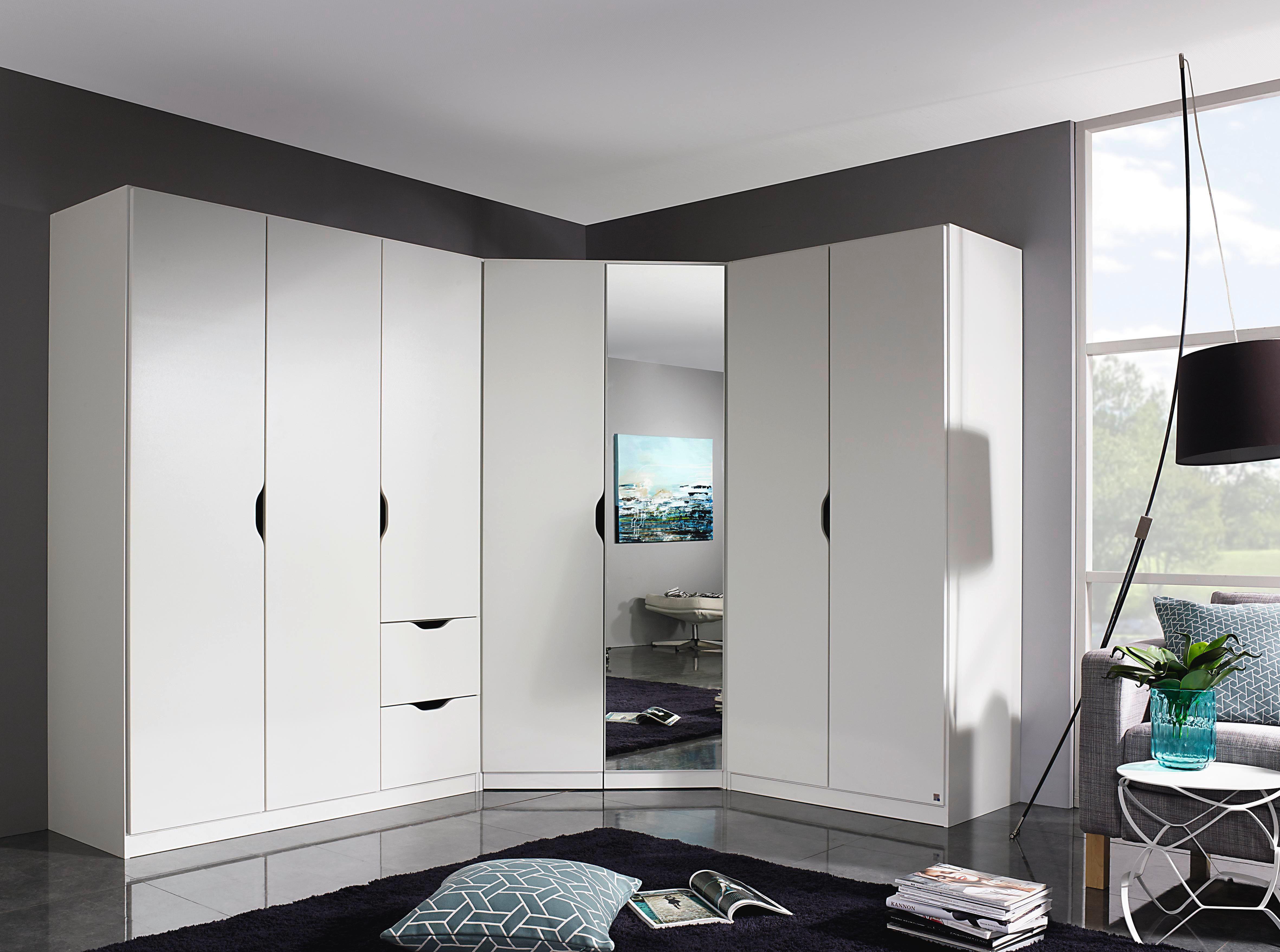 Eckschrank Mit Spiegel 117cm Freising, Weiß - Klar/Weiß, MODERN, Holzwerkstoff (117/197/104cm) - Rauch Möbel