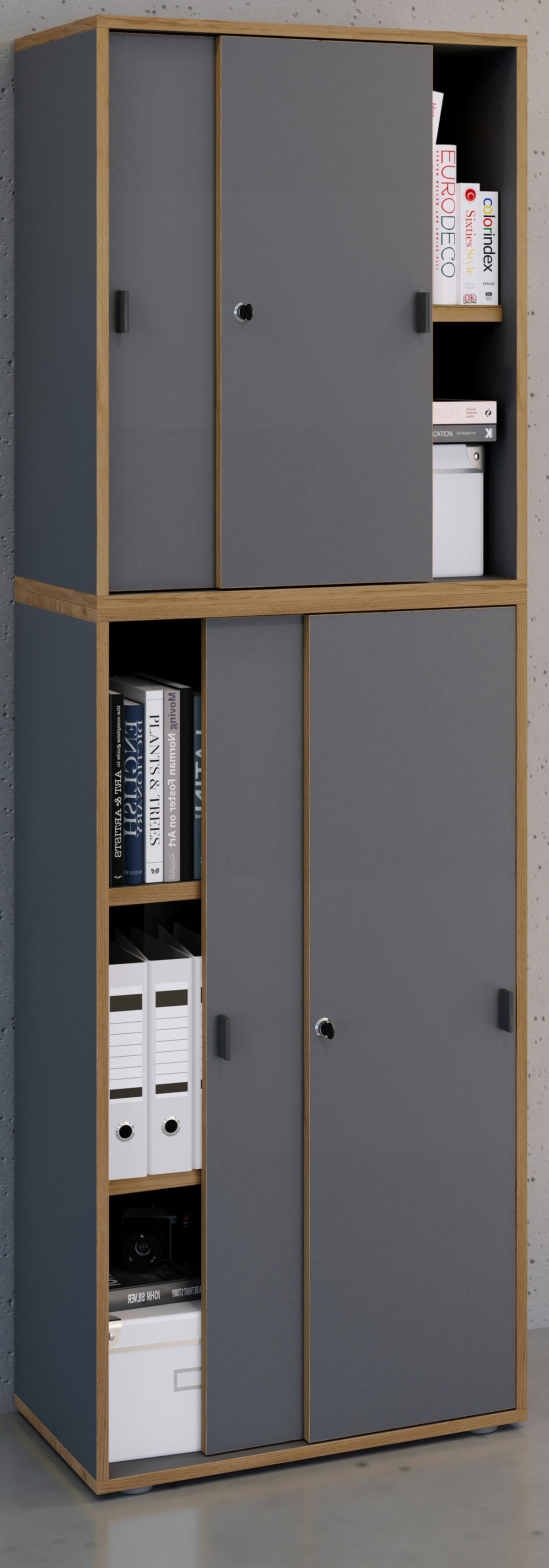 Aktenschrank Salia Anthrazit, Honigeiche B: 60 cm - Honigeiche/Anthrazit, Design, Holzwerkstoff (60/183/37cm) - MID.YOU