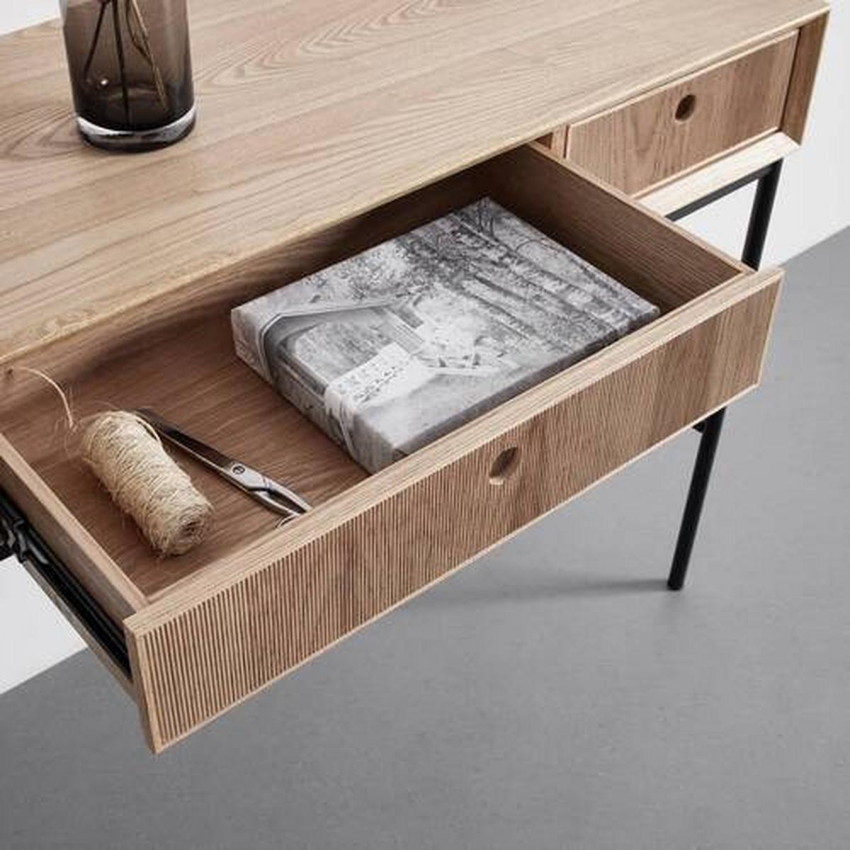 Konzolový stolek MILANO - barvy jasanu, Moderní, kov/dřevo (120/40/77cm) - Bessagi Home