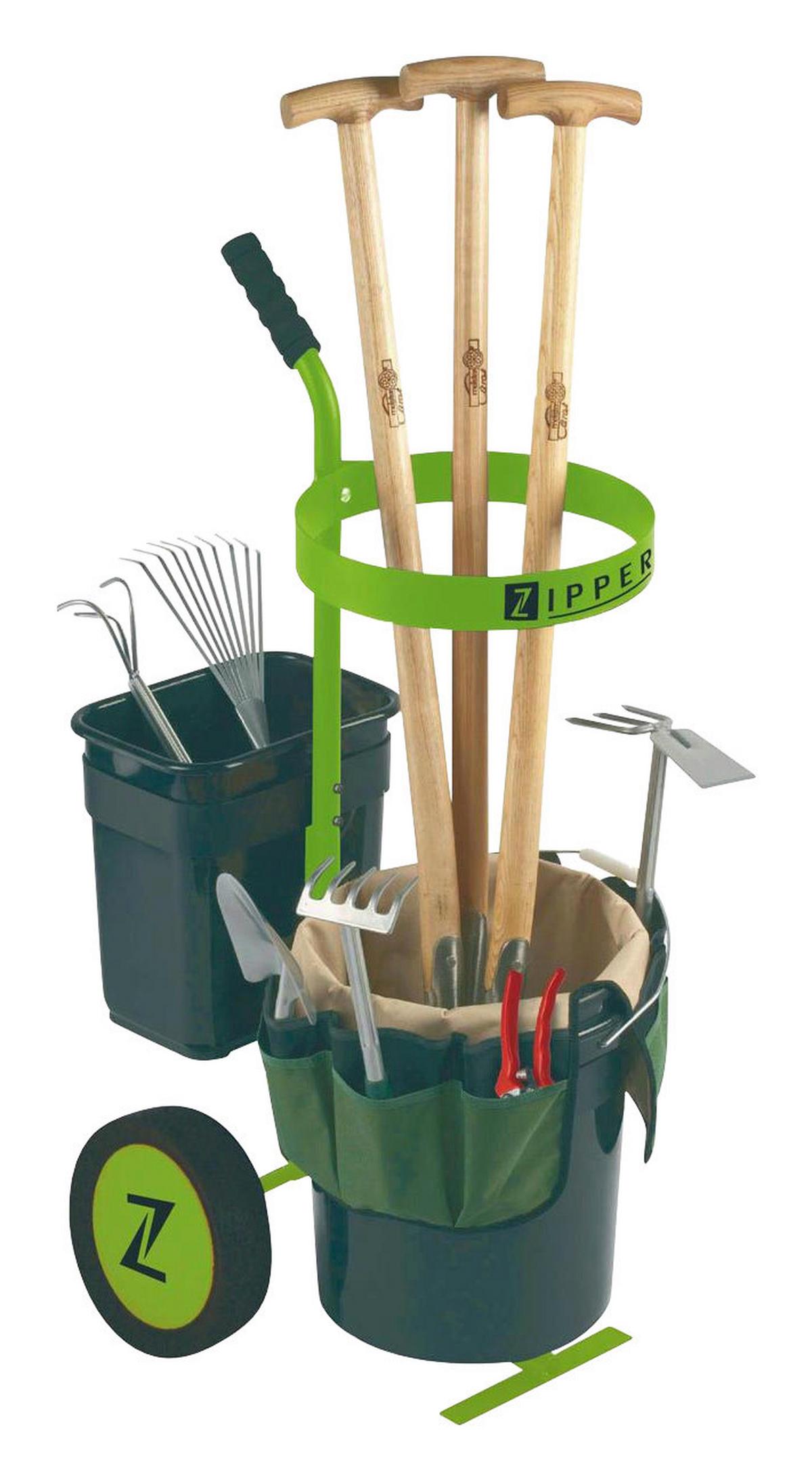 Gartengerätewagen ZI-UVGW1 Holz/Metall 2 Eimer H: 123 cm - Grün, MODERN, Holz/Kunststoff (123cm) - Zipper