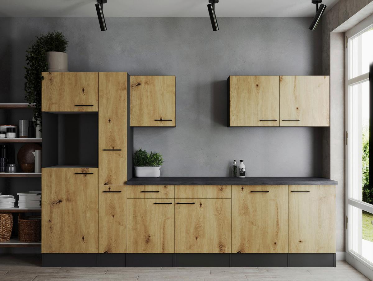 Küchenleerblock Oliver Artisan Dekor B: 310 cm - Eiche Artisan/Grau, Design, Holzwerkstoff (310cm) - Respekta