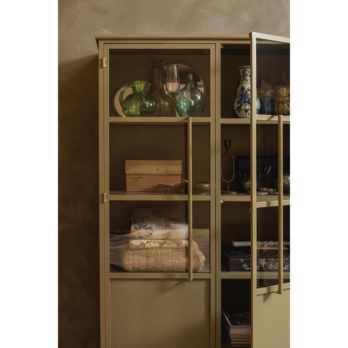 Vitrine Exhibit Khaki B: 99 Cm - Khaki, Design, Glas/Metall (99/170/44cm) - Livetastic