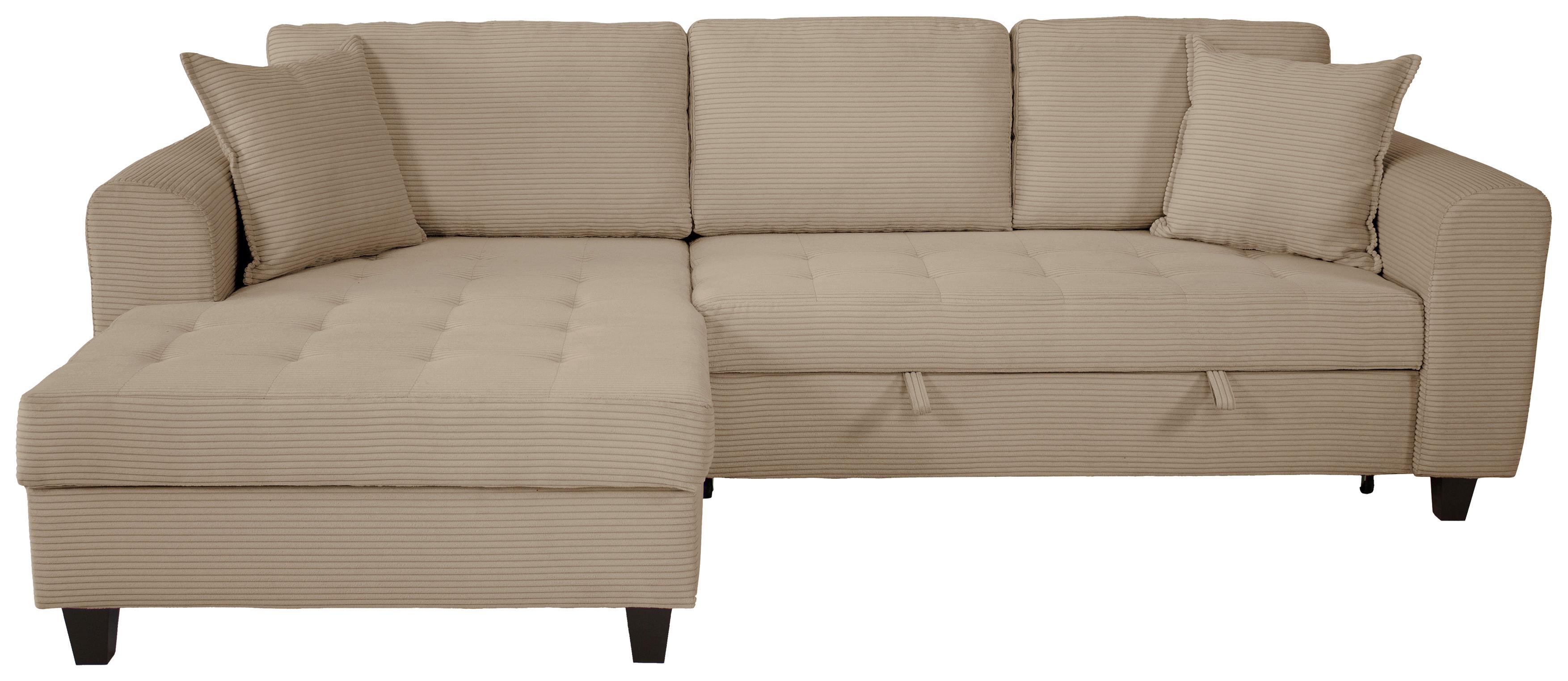 Ecksofa Moritz Graubraun  S: ca. 155x265 cm - Hellbraun, Trend, Textil (155/265cm)