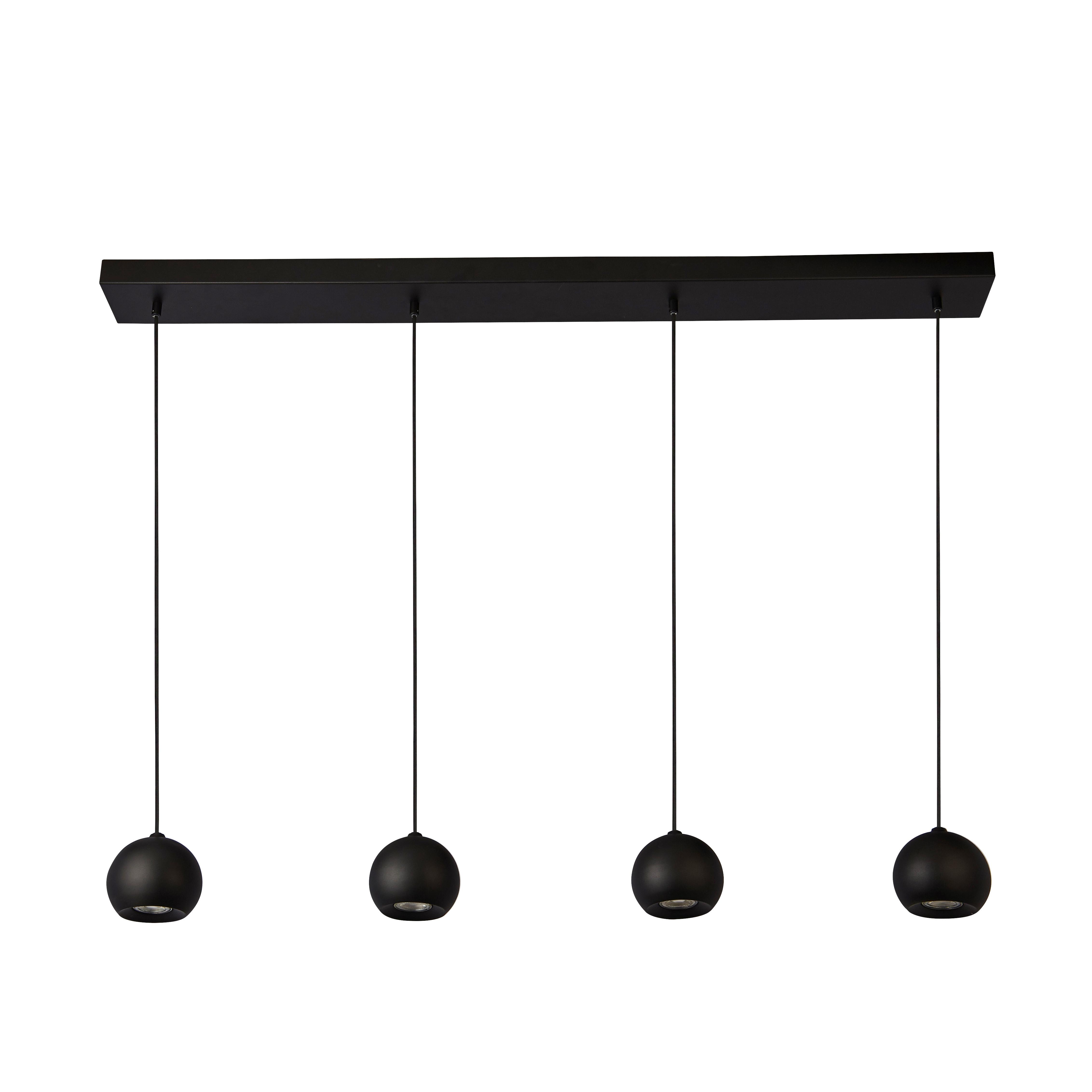 Pendelleuchte H: 200 Cm 4-Flammig, Höhenverstellbar - Schwarz, Design, Metall (125/12/200cm)